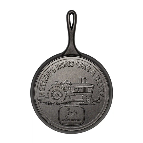10.5 Inch Seasoned Cast Iron Griddle, John Deere Tractor