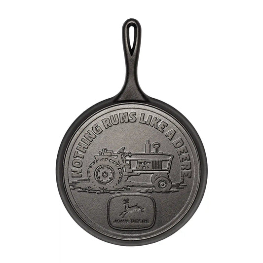 10.5 Inch Seasoned Cast Iron Griddle, John Deere Tractor