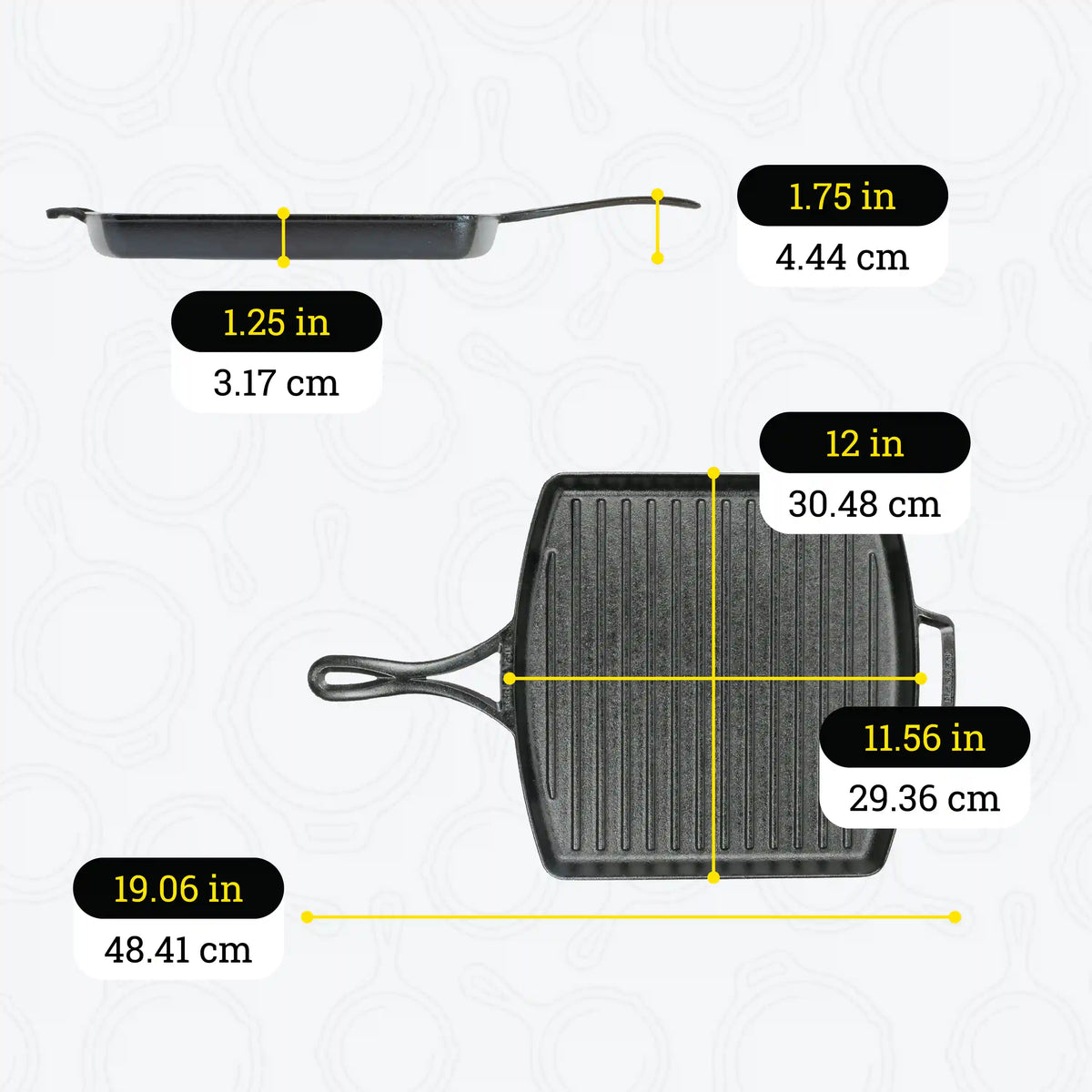 Blacklock 12 Inch Lightweight Cast Iron Grill Pan