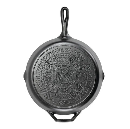 12 Inch Seasoned Cast Iron Butterfly Sugar Skull Skillet